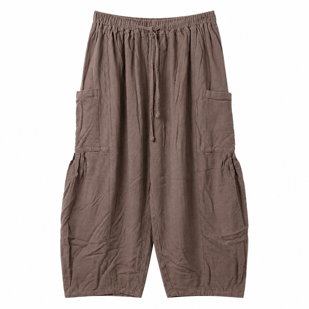 TARSE Linen Blend Harem Cargo Capri Pant Sz S Chocolate Brown Boho Chic Hippie